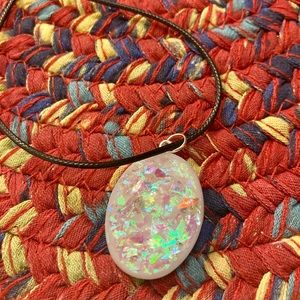 Handmade opal charm necklace